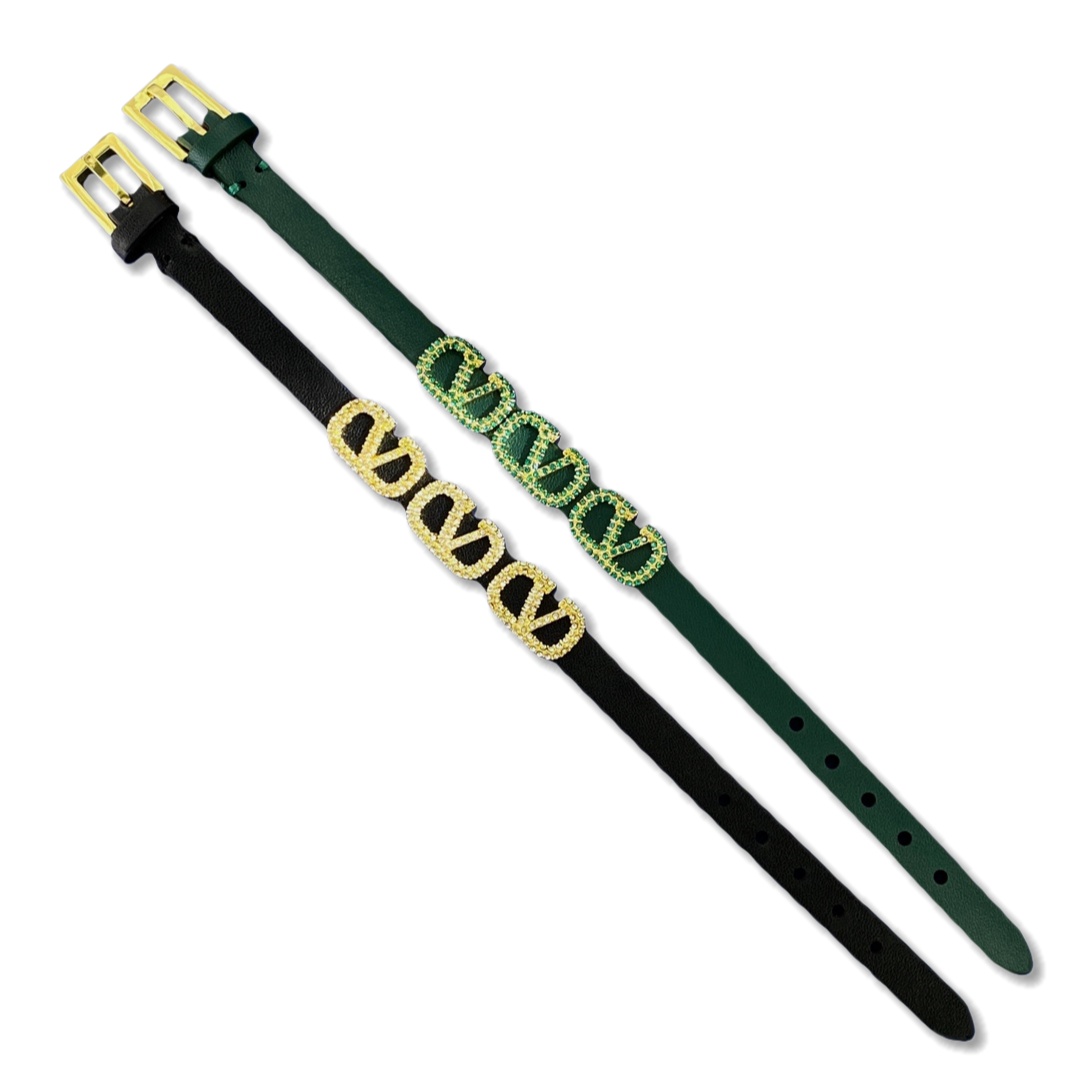 VTS016 Valentino Garavani VLogo Signature leather bracelet - ccjewelryacc
