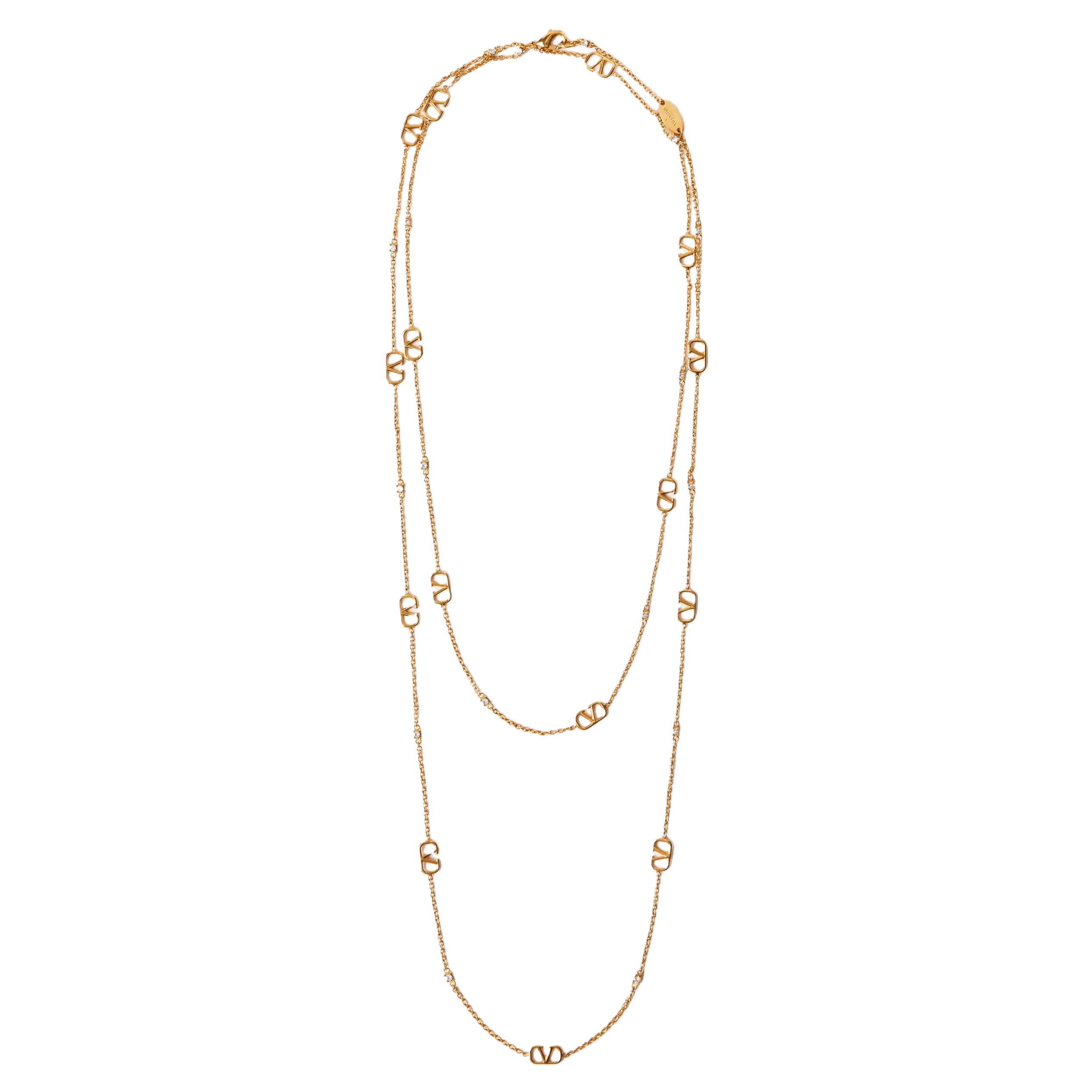 VTN041 V logo long chain sweater necklace - ccjewelryacc