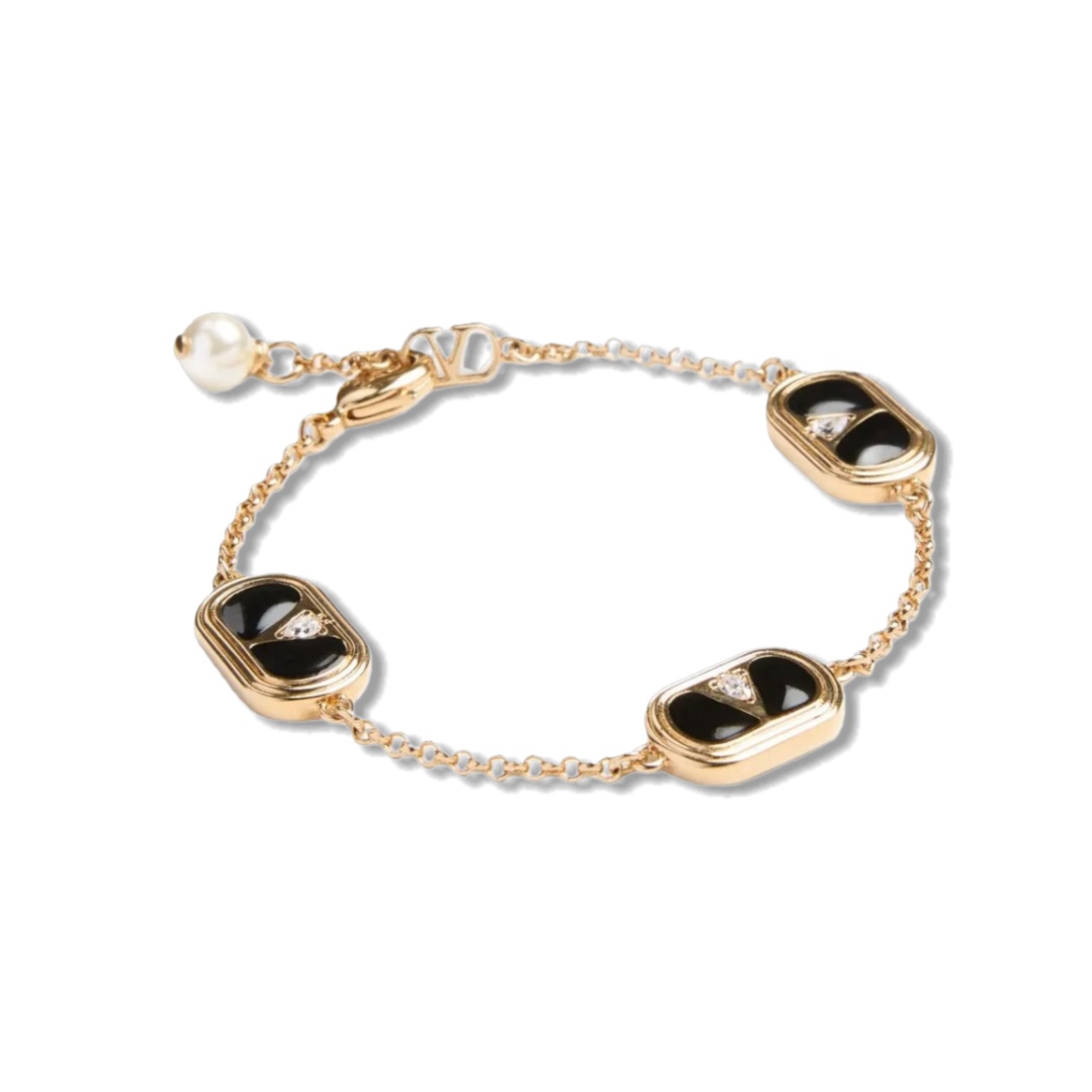 VTS045 Valentino Garavani VLogo Signature bracelet Enamel crystal - ccjewelryacc