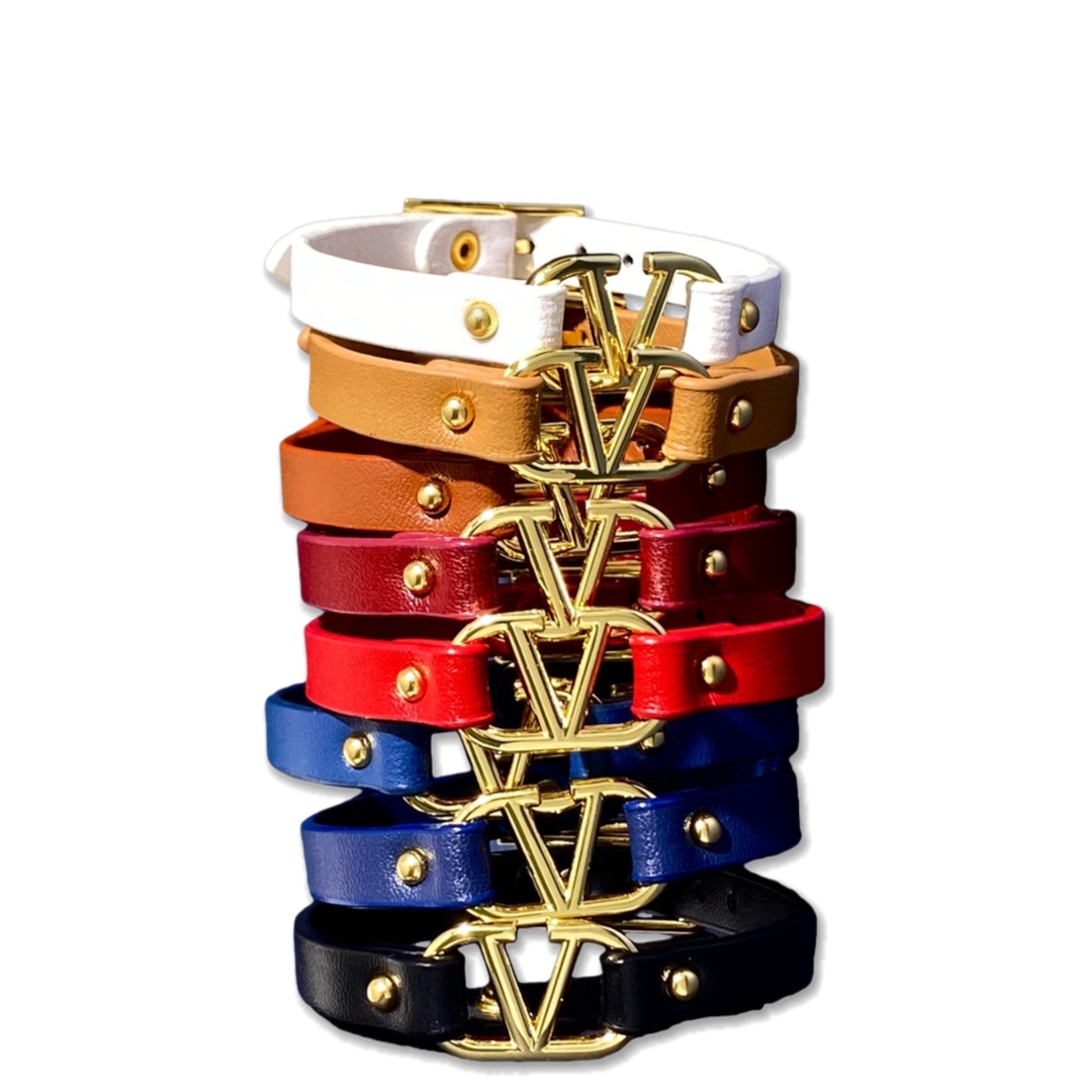 VTS027 Vlogo signature leather bracelet - ccjewelryacc