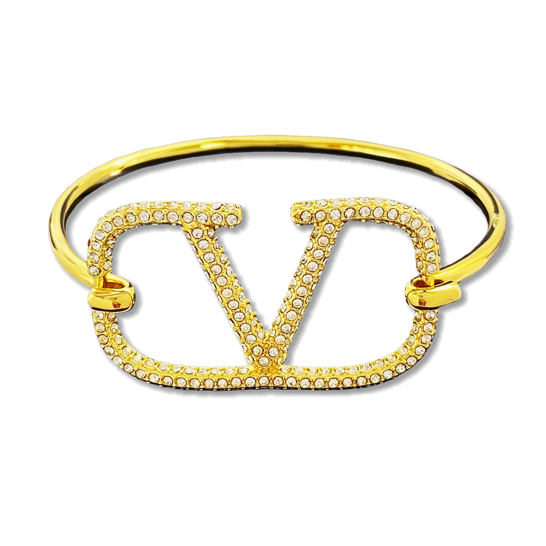 VTS005  Valentino Garavani vlogo bangle bracelet with crystal - ccjewelryacc
