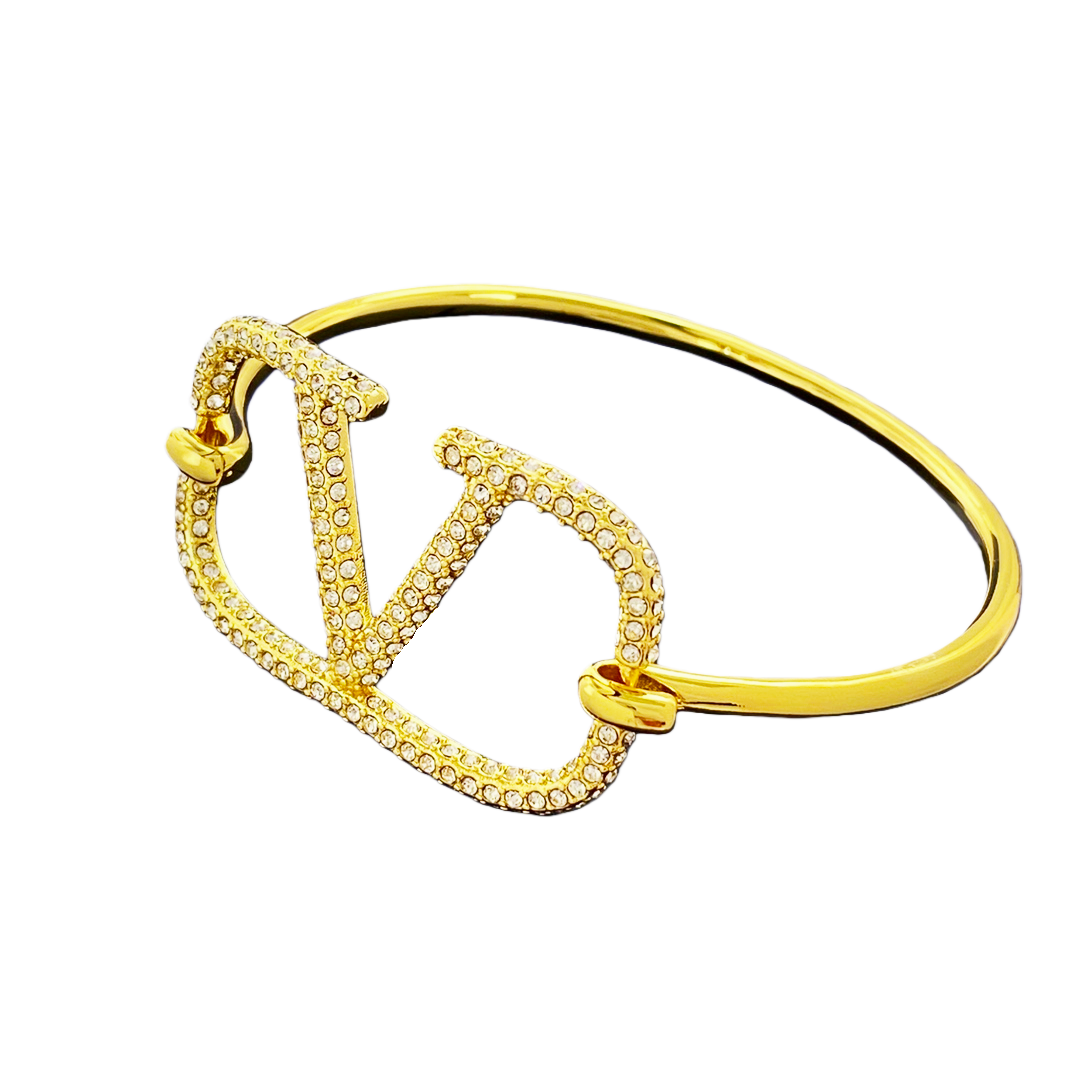 VTS005  Valentino Garavani vlogo bangle bracelet with crystal - ccjewelryacc