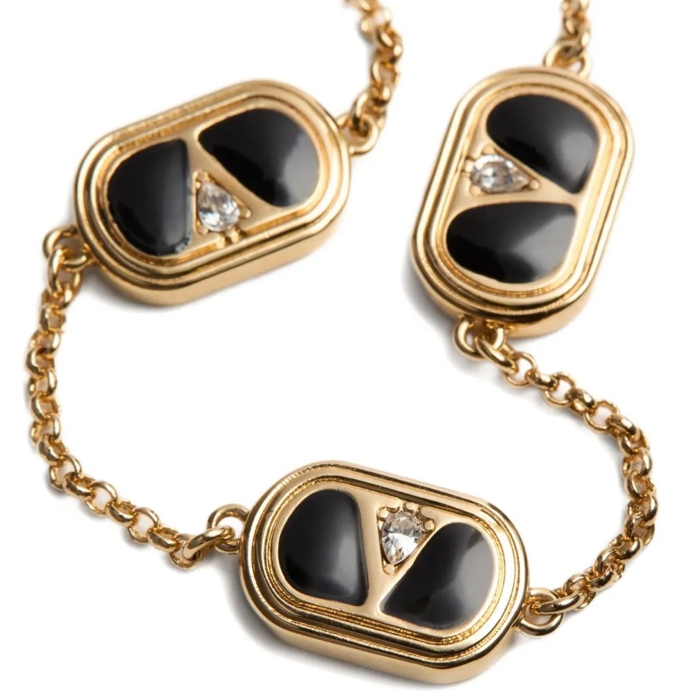 VTS045 Valentino Garavani VLogo Signature bracelet Enamel crystal - ccjewelryacc