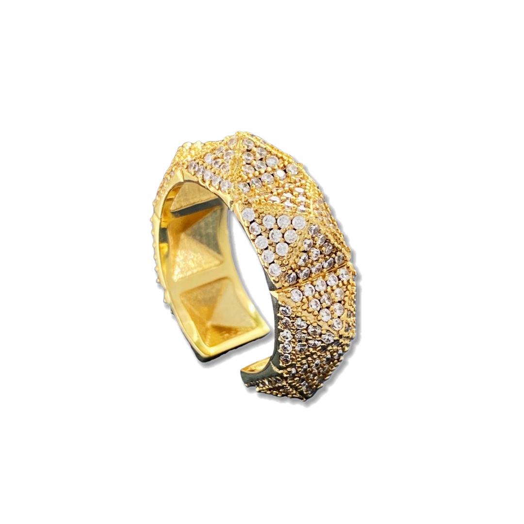 VTR018 Full crystal diamond rockstud ring adjustable - ccjewelryacc