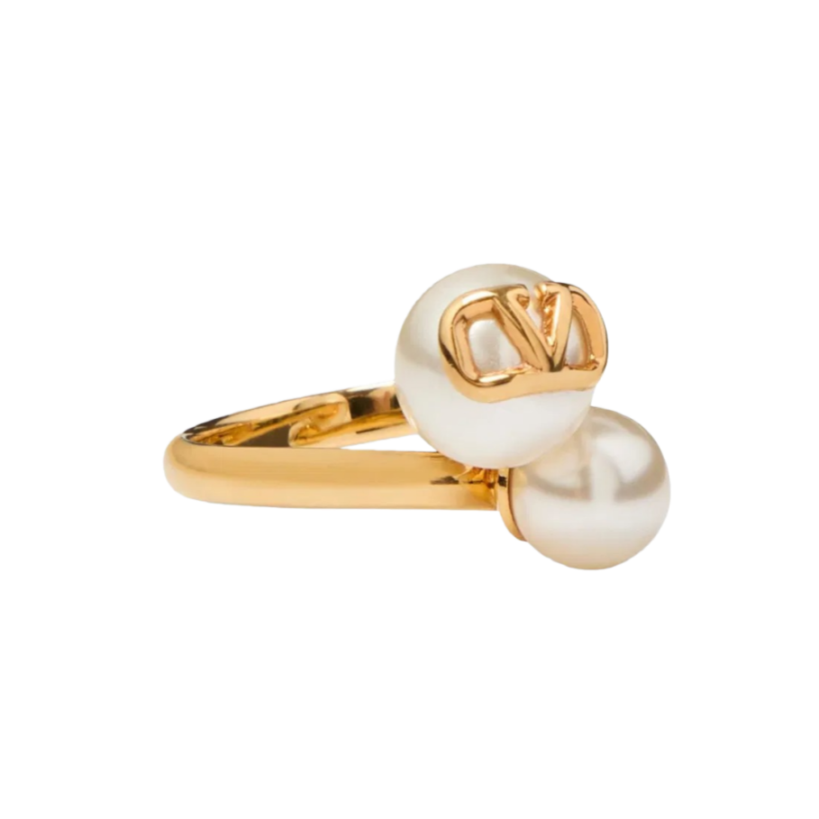 VTR003 VALENTINO GARAVANI Embellished VLogo Ring - ccjewelryacc