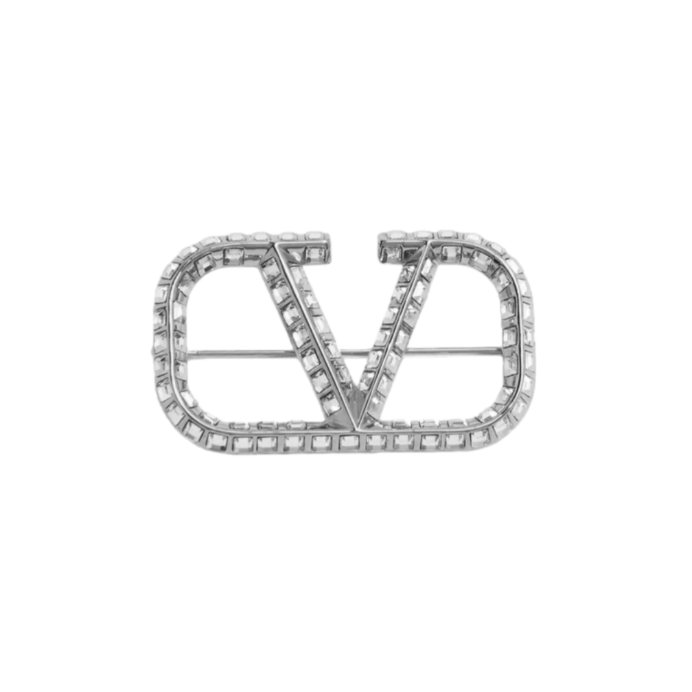 VTB002 Valentino Garavani VLogo Signature Crystal Brooch Pin - ccjewelryacc