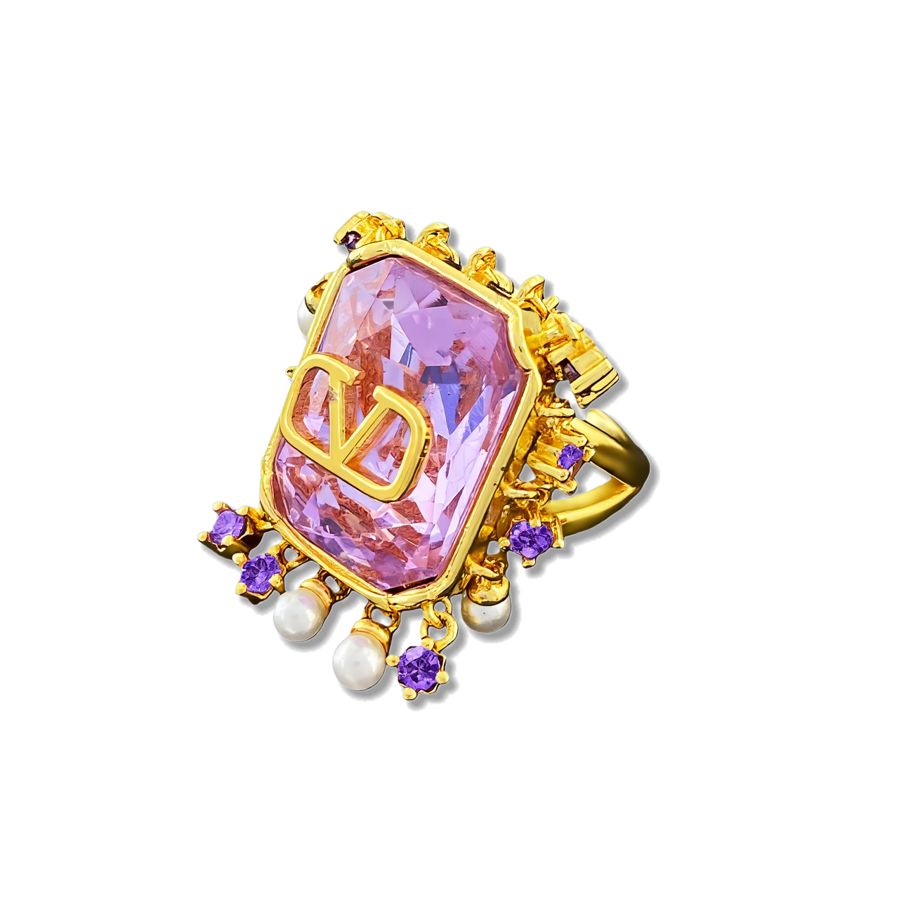VTR014 VALENTINO GARAVANI VLOGO Big crystal ring - ccjewelryacc