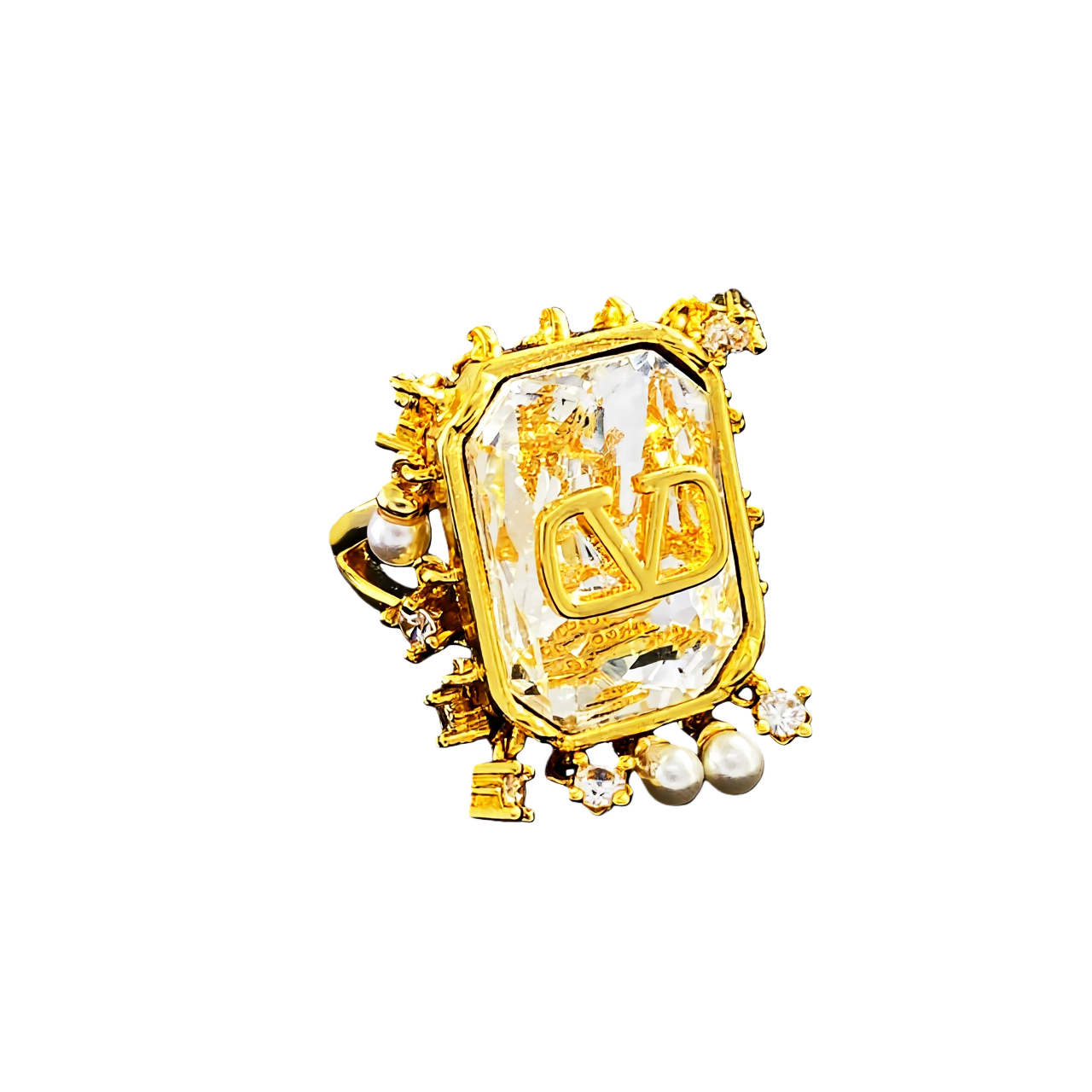 VTR014 VALENTINO GARAVANI VLOGO Big crystal ring - ccjewelryacc