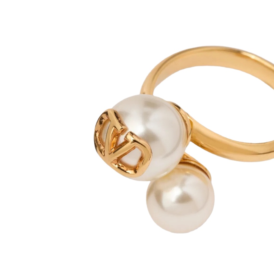 VTR003 VALENTINO GARAVANI Embellished VLogo Ring - ccjewelryacc