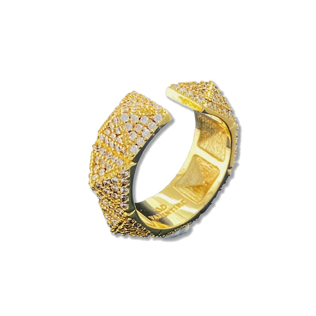 VTR018 Full crystal diamond rockstud ring adjustable - ccjewelryacc