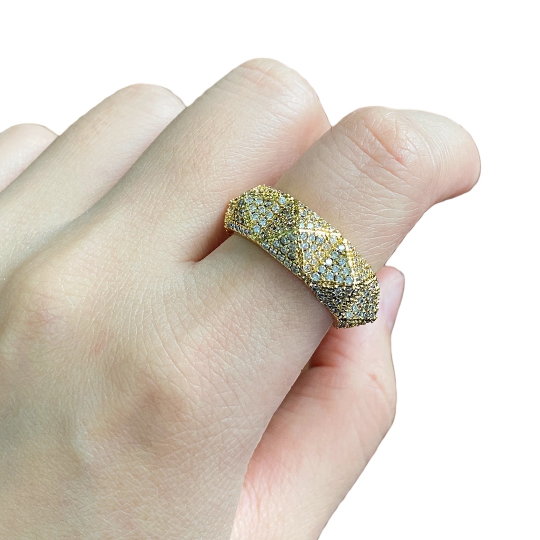 VTR018 Full crystal diamond rockstud ring adjustable - ccjewelryacc