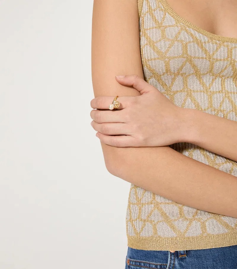 VTR003 VALENTINO GARAVANI Embellished VLogo Ring - ccjewelryacc