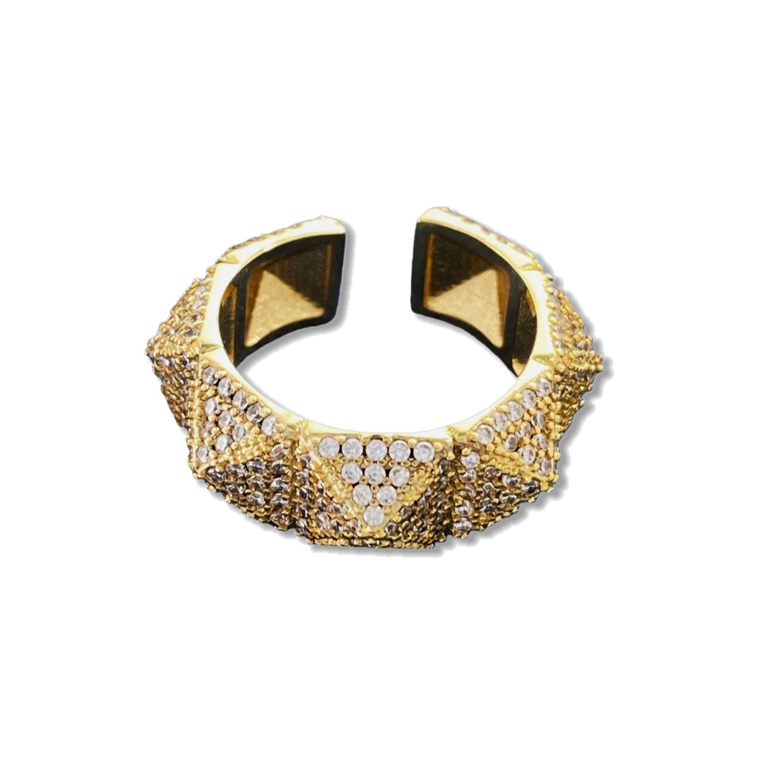 VTR018 Full crystal diamond rockstud ring adjustable - ccjewelryacc