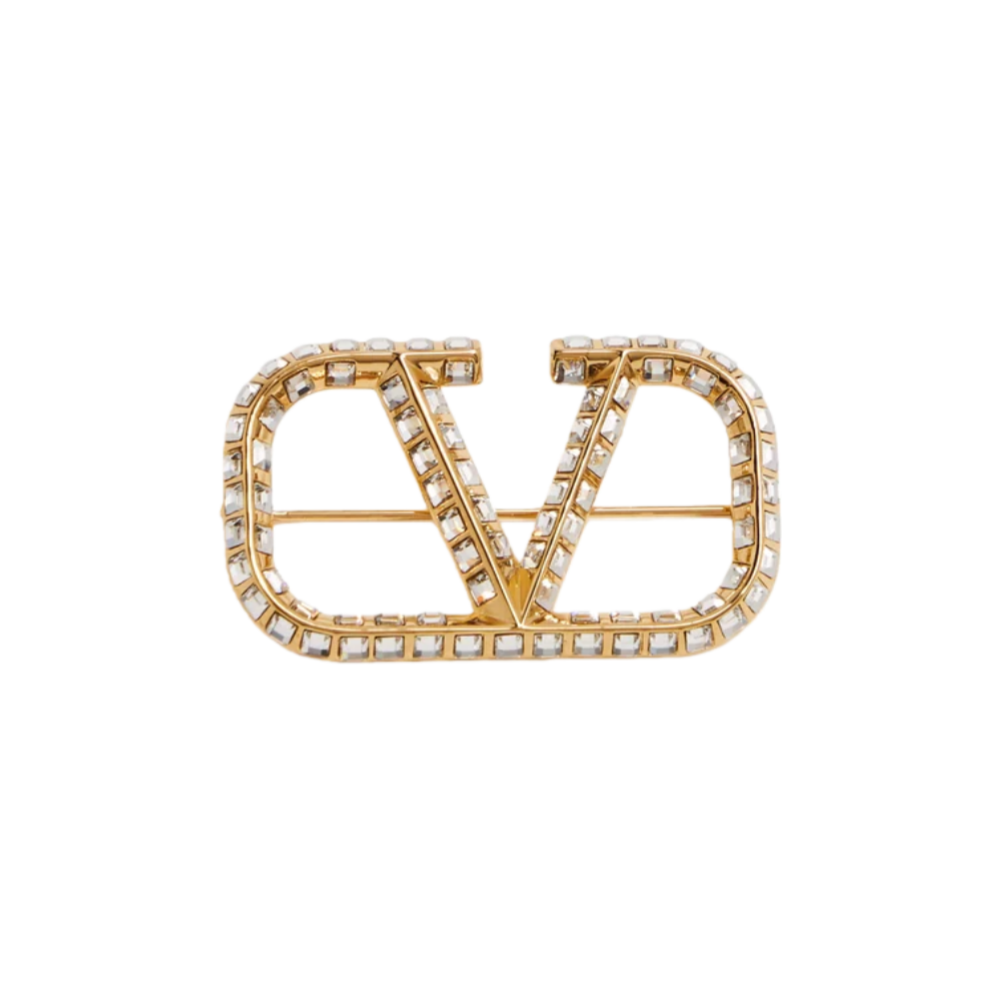 VTB002 Valentino Garavani VLogo Signature Crystal Brooch Pin - ccjewelryacc