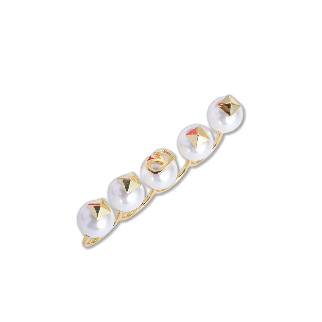 VTR028  Valentino Garavani VLogo Rockstud Multi Pearl Ring - ccjewelryacc