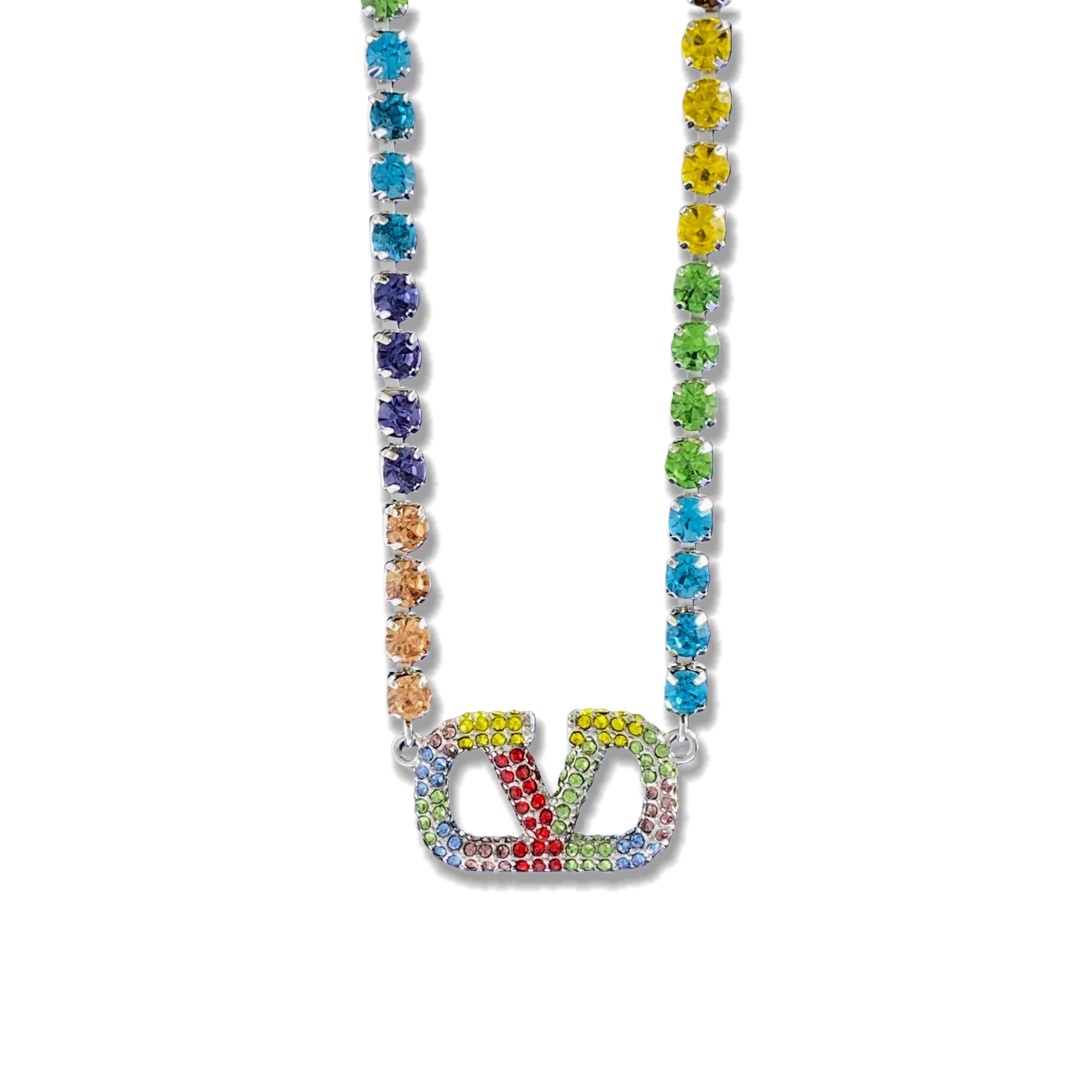 VTN007 Valentino Garavani  vlogo embellished Tennis necklace bracelet - ccjewelryacc