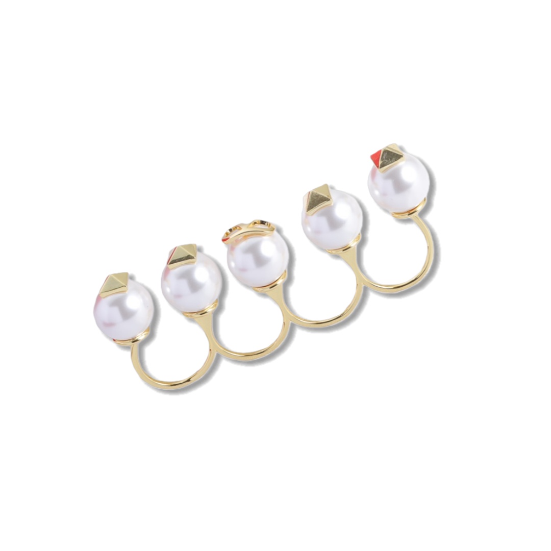 VTR028  Valentino Garavani VLogo Rockstud Multi Pearl Ring - ccjewelryacc