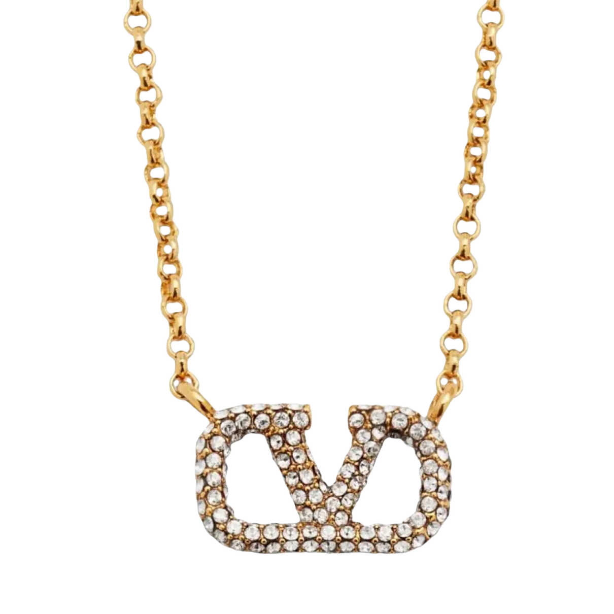 VTN022 Valentino Garavani  vlogo crystal necklace - ccjewelryacc
