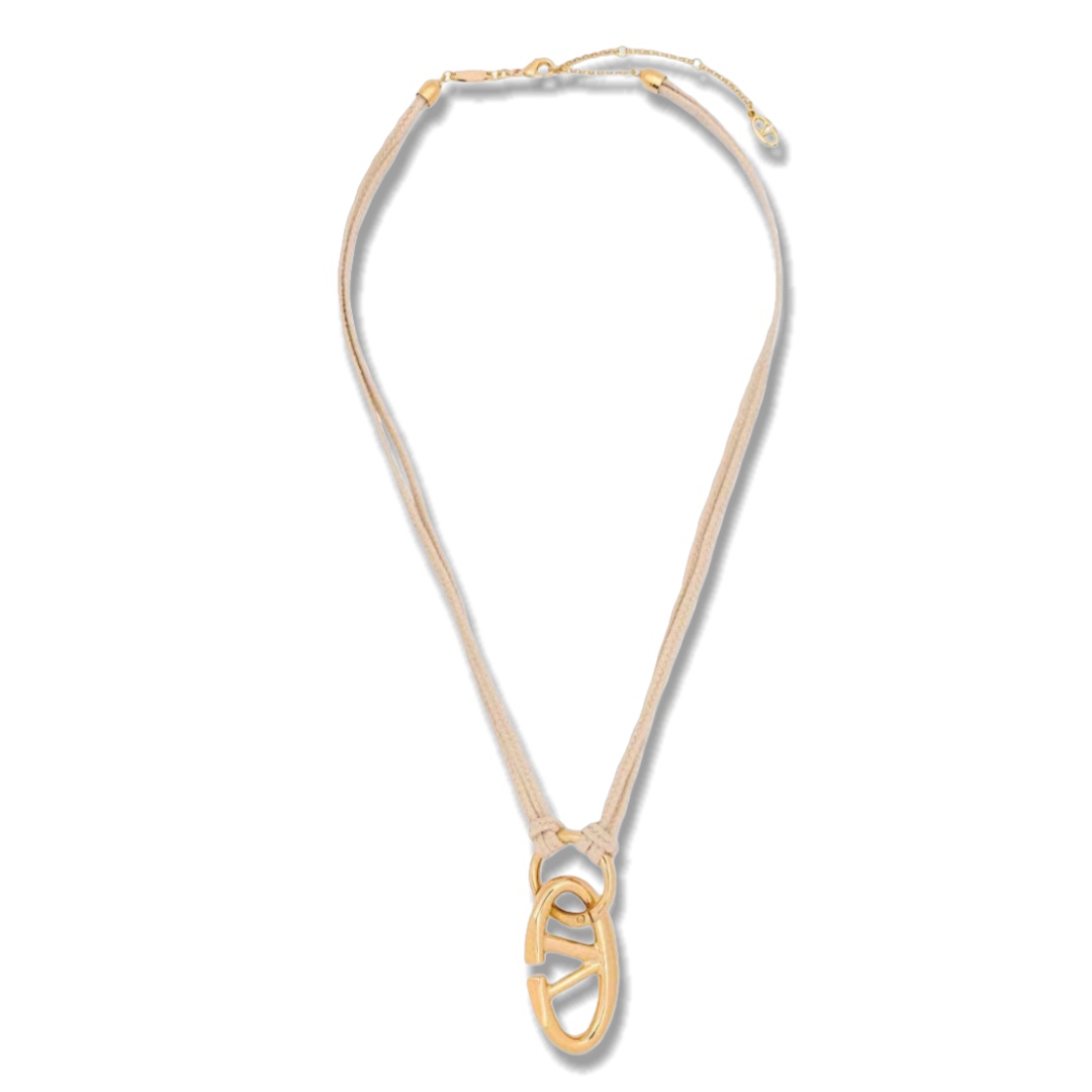 VTN020 Rope chain V logo pendant Necklace - ccjewelryacc