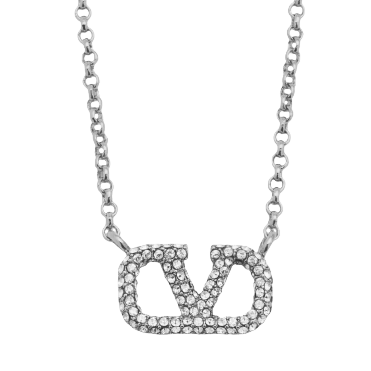 VTN022 Valentino Garavani  vlogo crystal necklace - ccjewelryacc