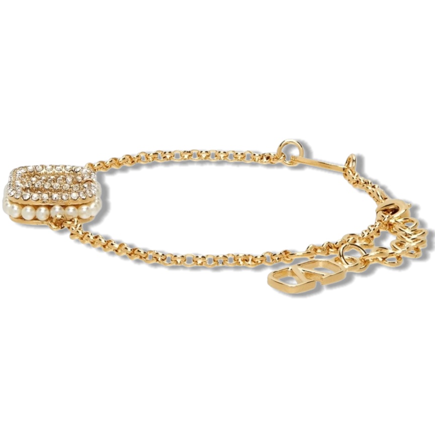 VTN045 Full crystal pearl VLOGO pendant Necklace - ccjewelryacc