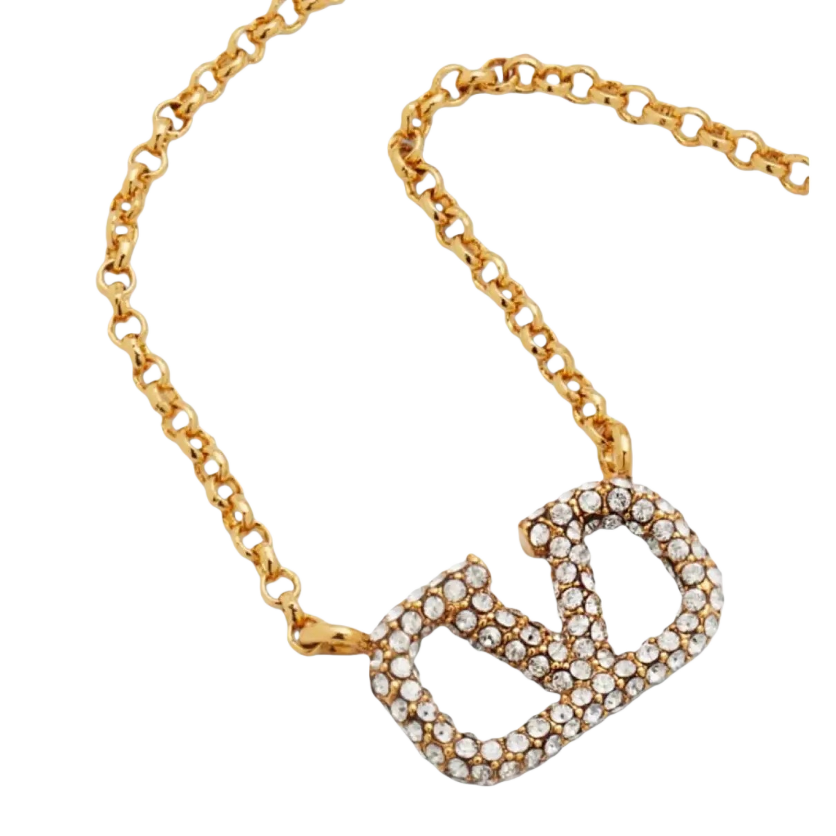 VTN022 Valentino Garavani  vlogo crystal necklace - ccjewelryacc