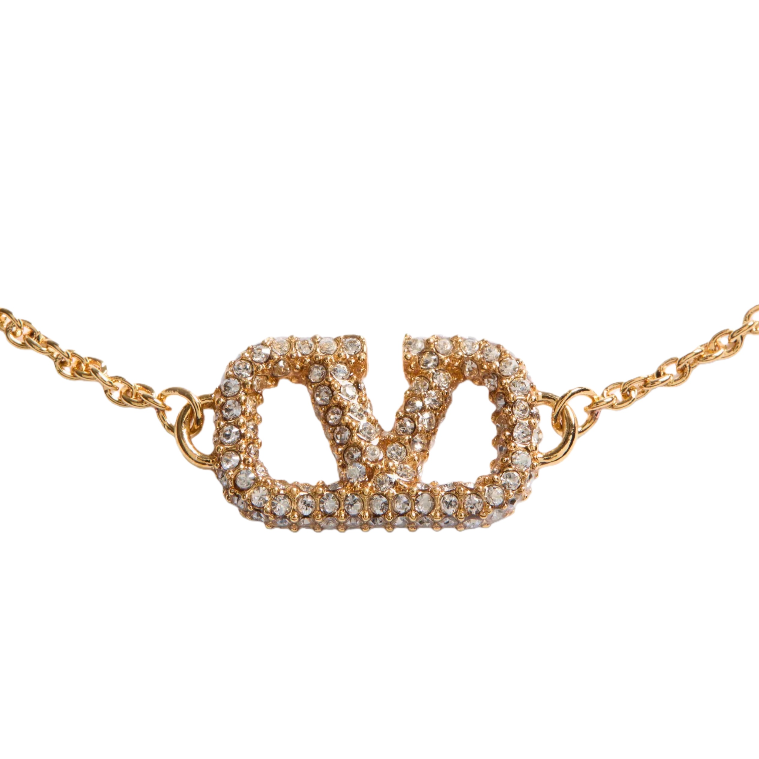VTN040 Vlogo Signature Metal Necklace With Crystals And Pearls - ccjewelryacc