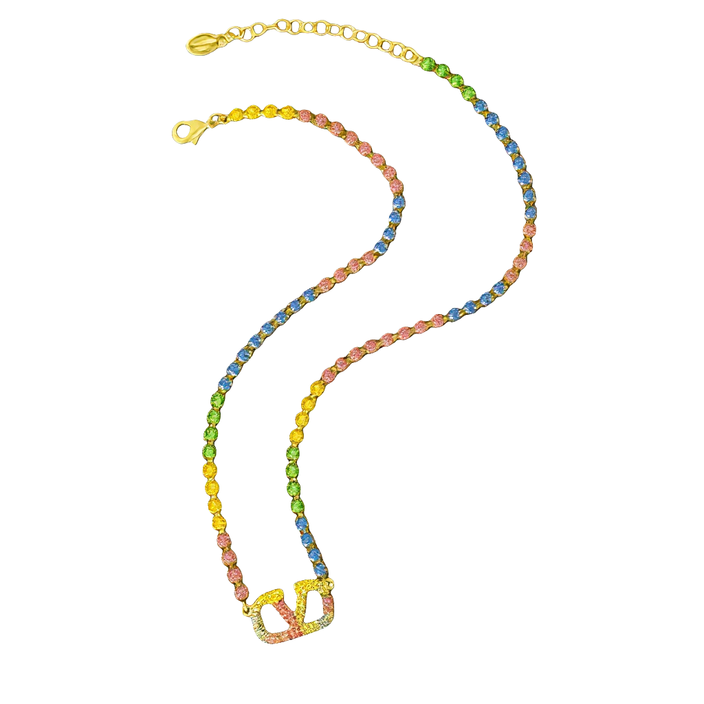 VTN007 Valentino Garavani  vlogo embellished Tennis necklace bracelet - ccjewelryacc