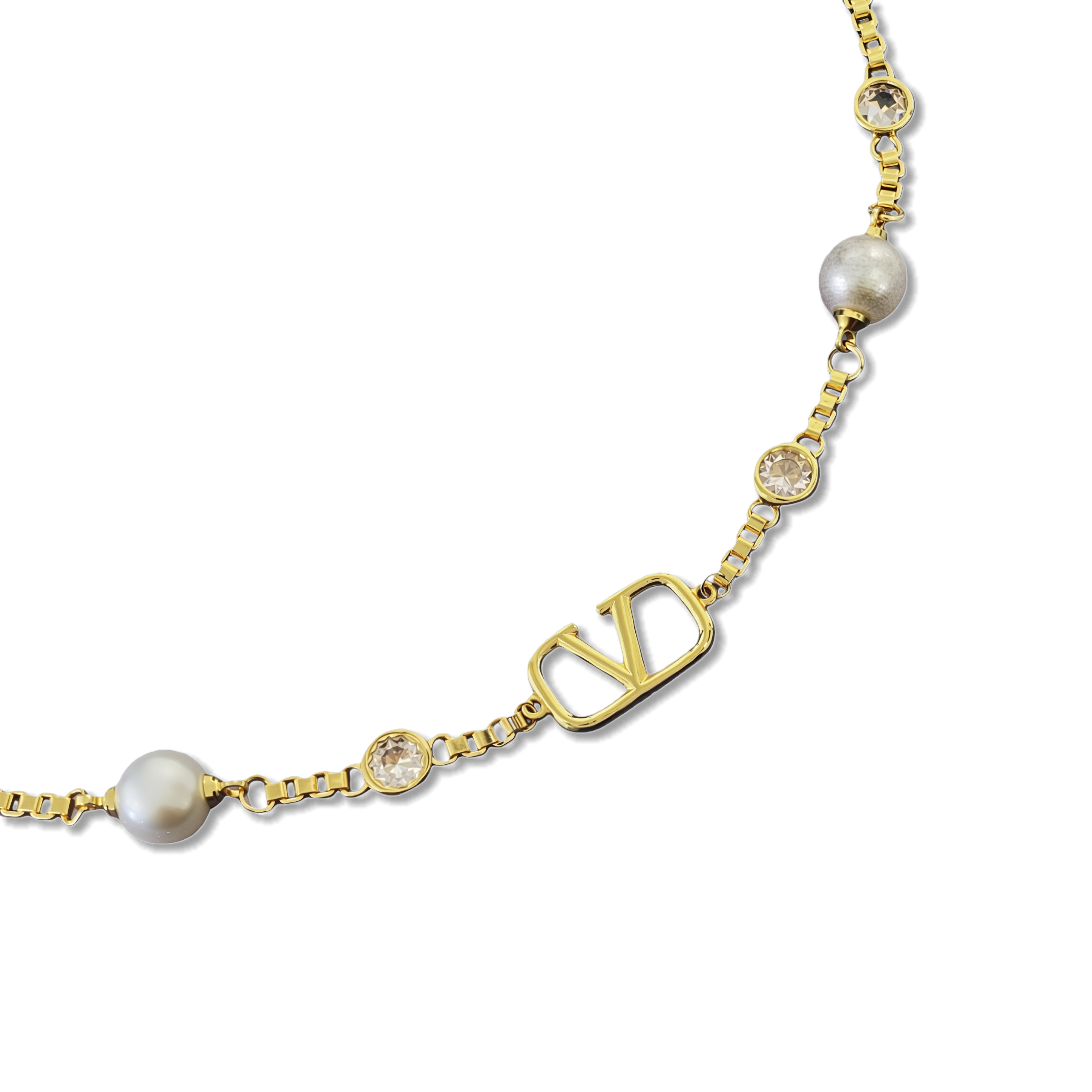 VTN028 Valentino Garavani VLogo Signature Pearl Choker Necklace - ccjewelryacc