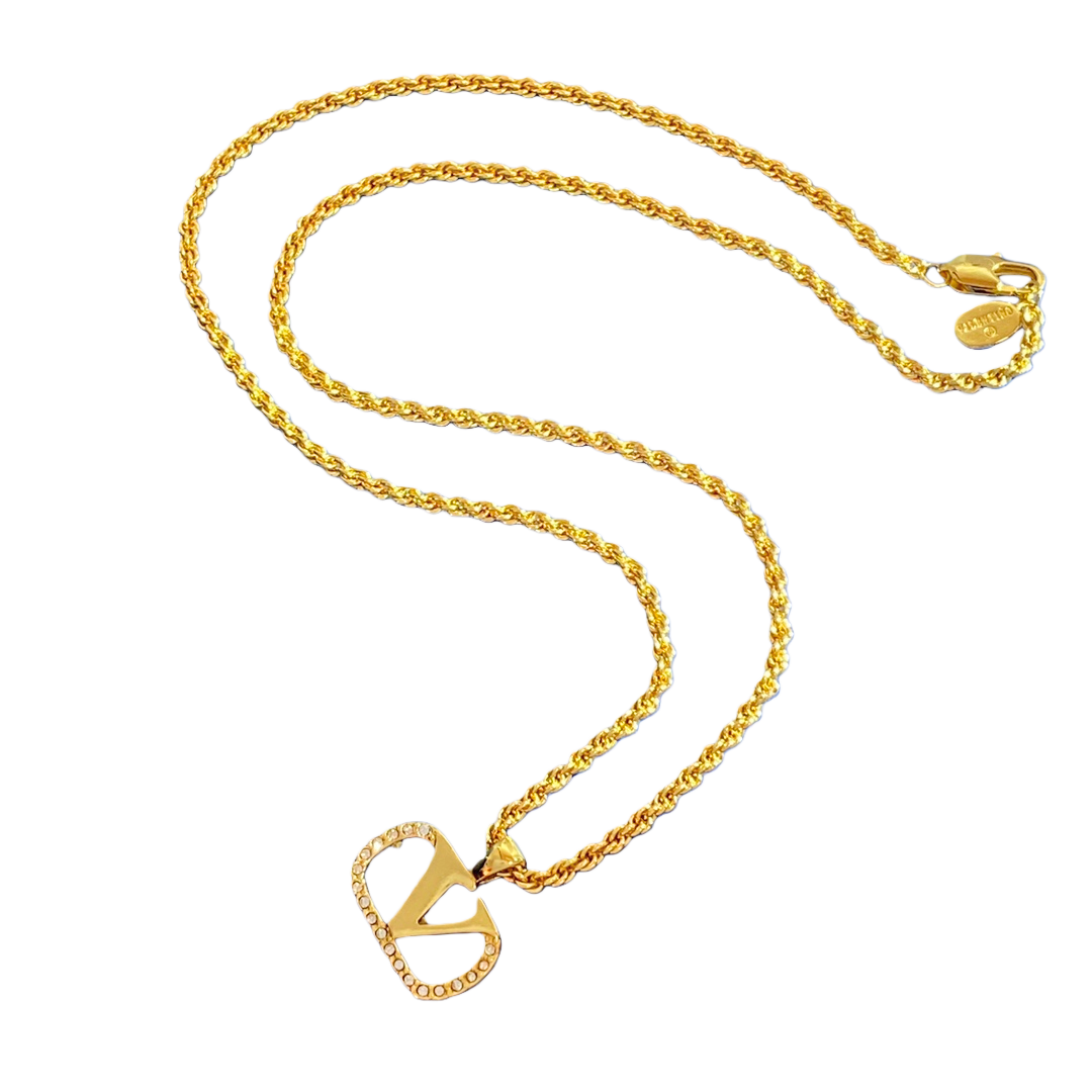 VTN006 Valentino Garavani VLogo Signature Pendant  Necklace - ccjewelryacc