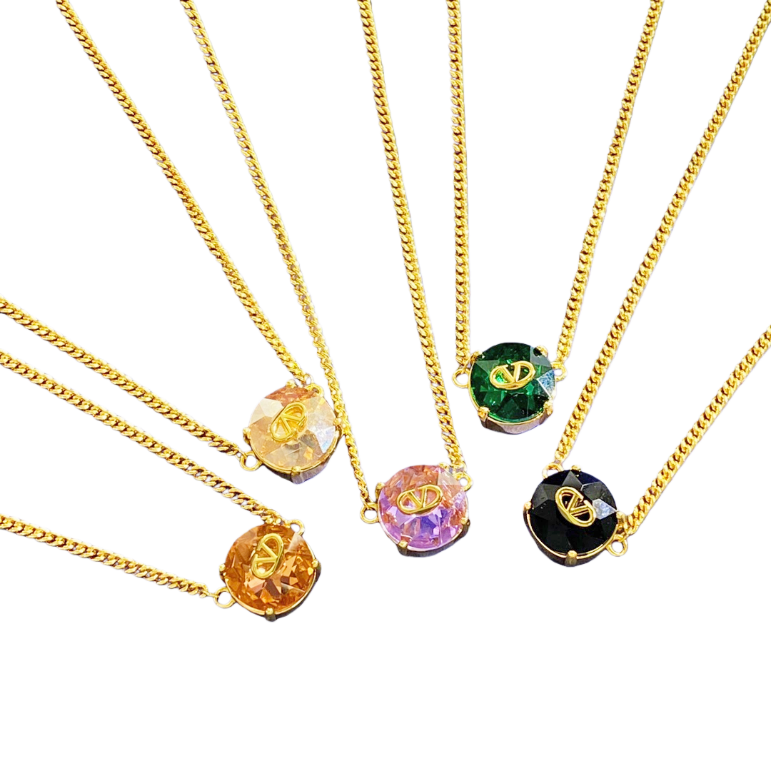 VTN016 Valentino Garavani VLogo Signature crystal Necklace - ccjewelryacc