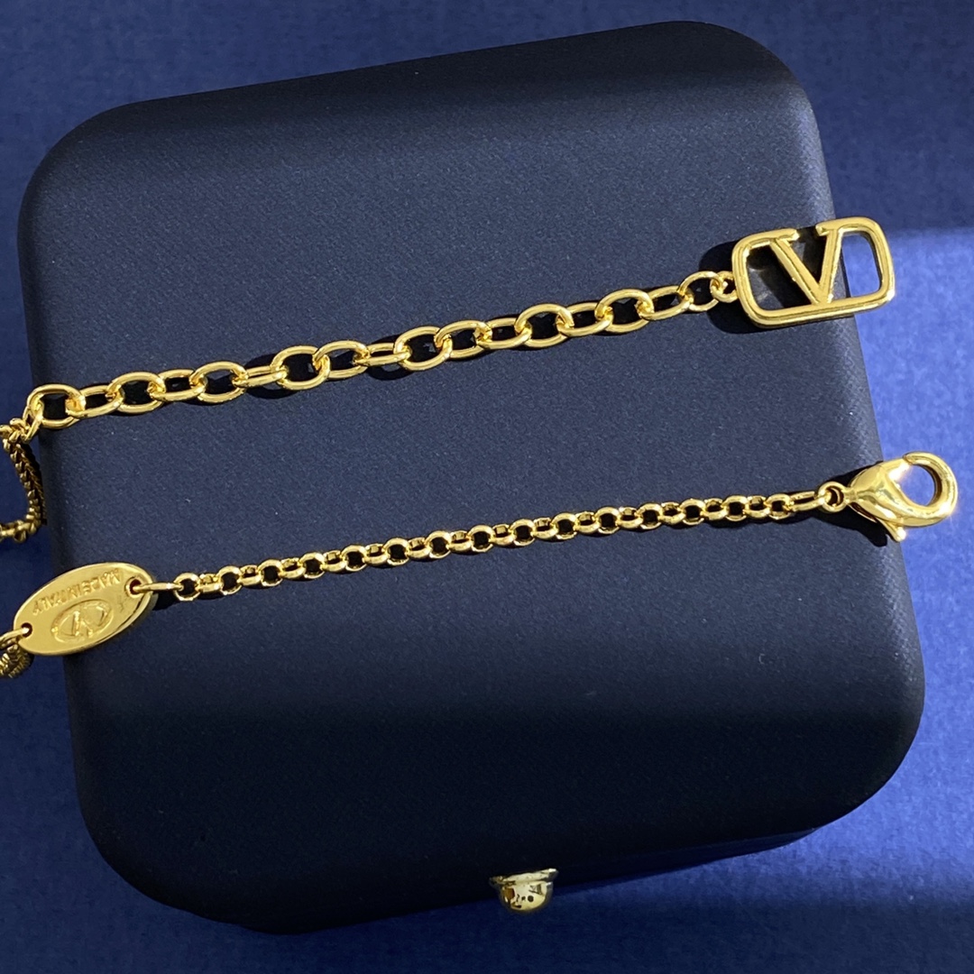 VTN031 Valentino Garavani VLogo Signature Double chain Necklace - ccjewelryacc