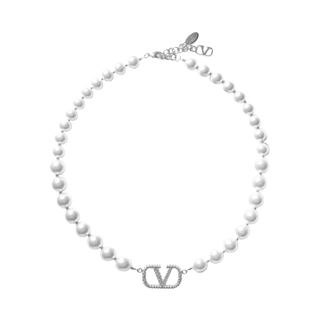 VTN038 Valentino Garavani VLogo Signature Pearl Choker Necklace - ccjewelryacc