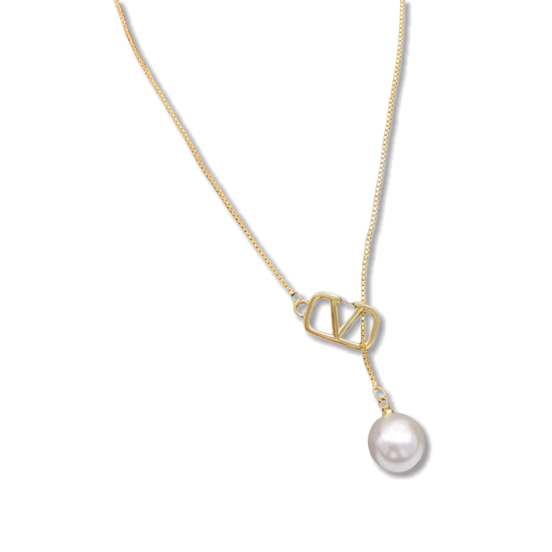 VTN023 Valentino Garavani lockstud pearl pendant necklace - ccjewelryacc