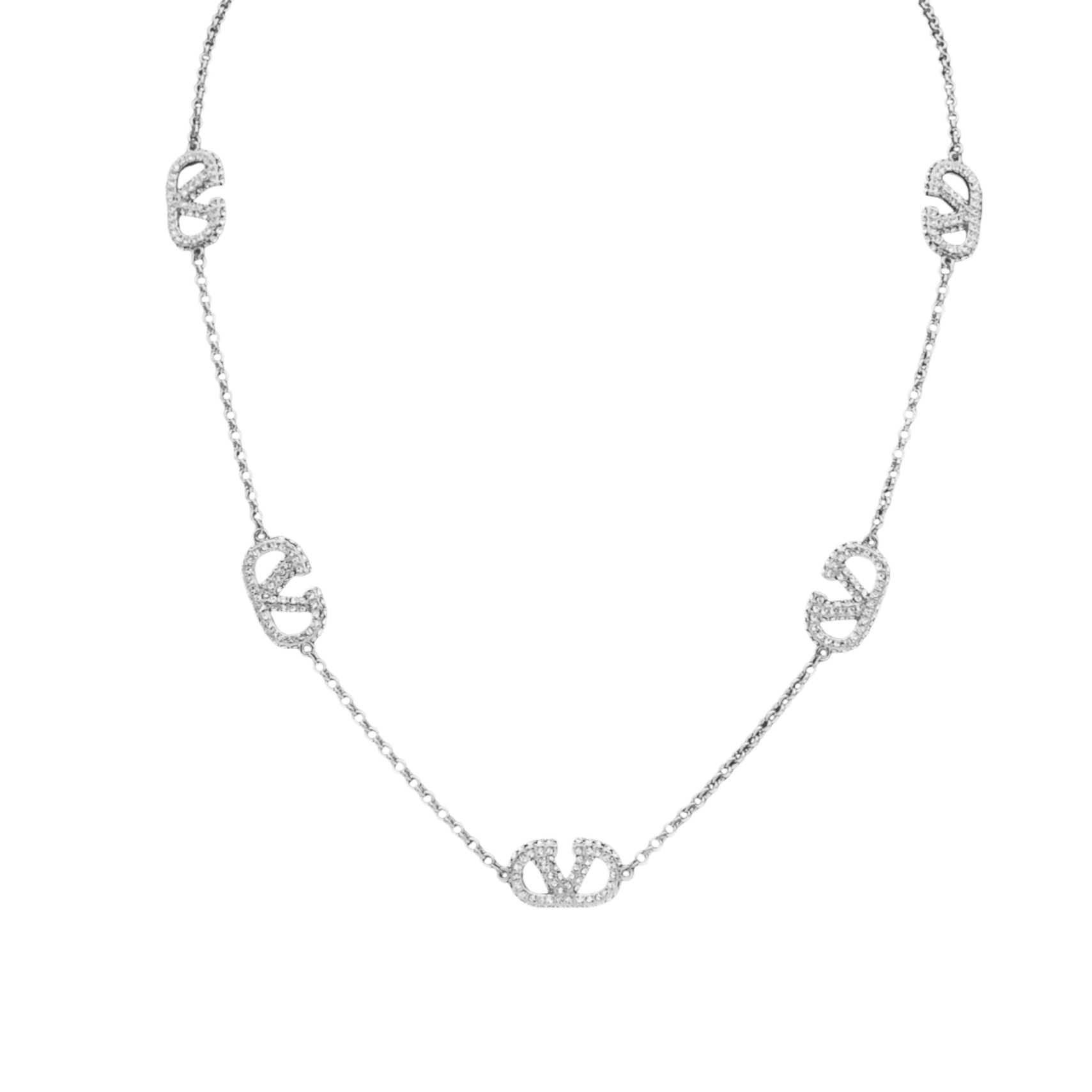 VTN004 Full crystal 8 V logo charm choker necklace - ccjewelryacc