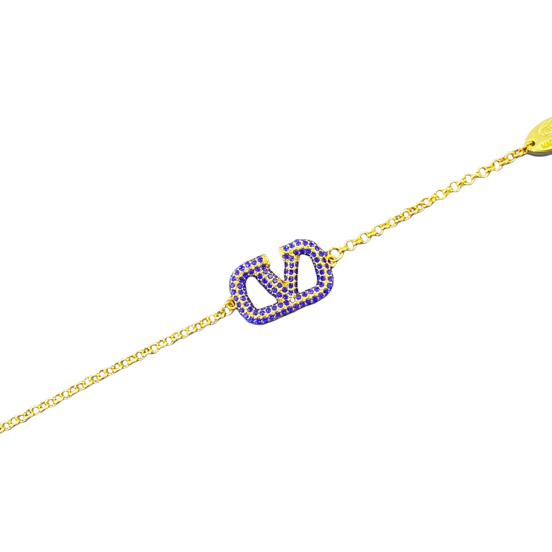 VTS024 Valentino Garavani VLogo Signature blue crystal bracelet - ccjewelryacc
