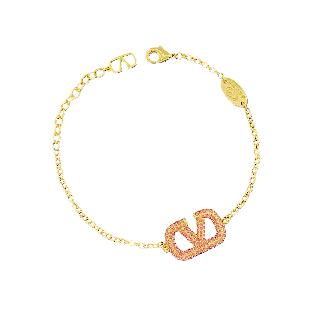 VTN013 Purple crystal v logo necklace bracelet stud earrings - ccjewelryacc