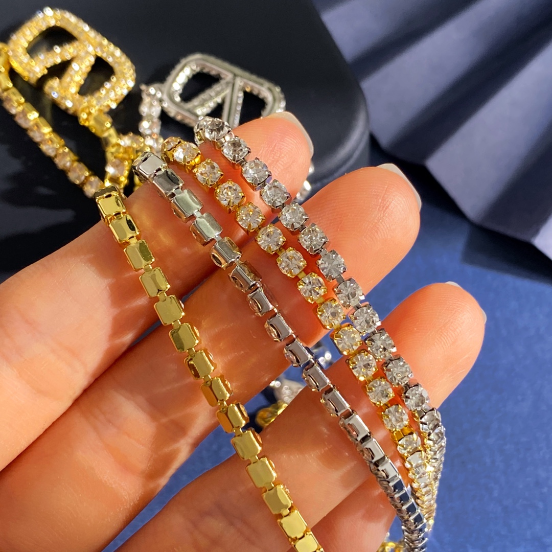 VTN030 Valentino Garavani VLogo Signature crystal tennis choker Necklace - ccjewelryacc