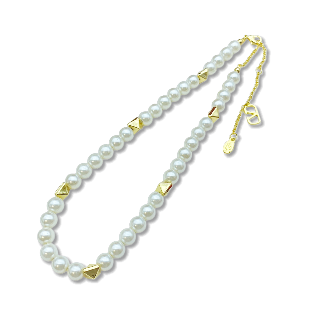 VTN010 Valentino Garavani lockstud pearl choker Necklace - ccjewelryacc