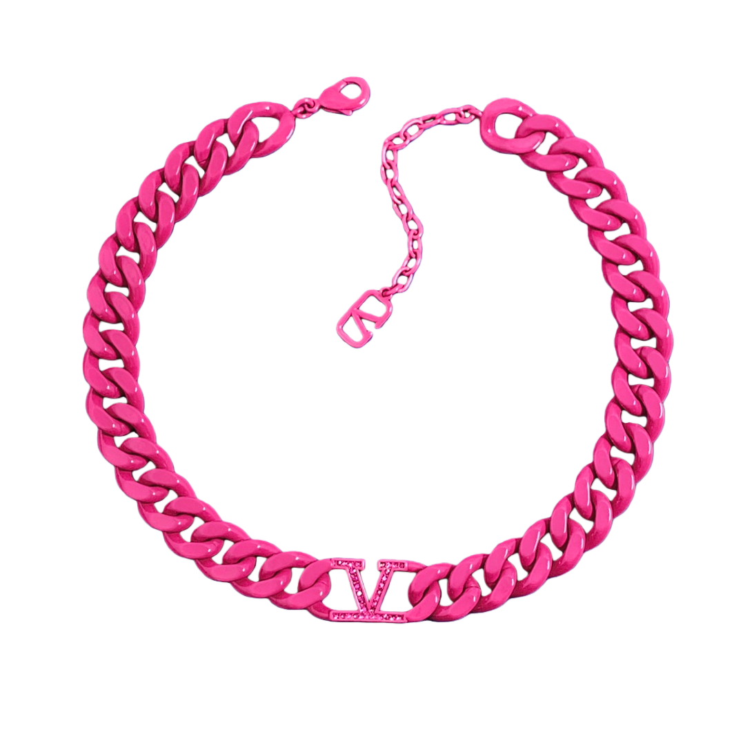 VTN018 Valentino Garavani VLogo Signature Chain choker necklace - ccjewelryacc