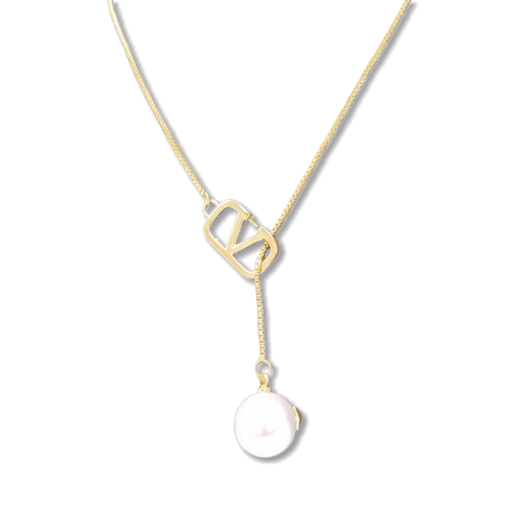 VTN023 Valentino Garavani lockstud pearl pendant necklace - ccjewelryacc