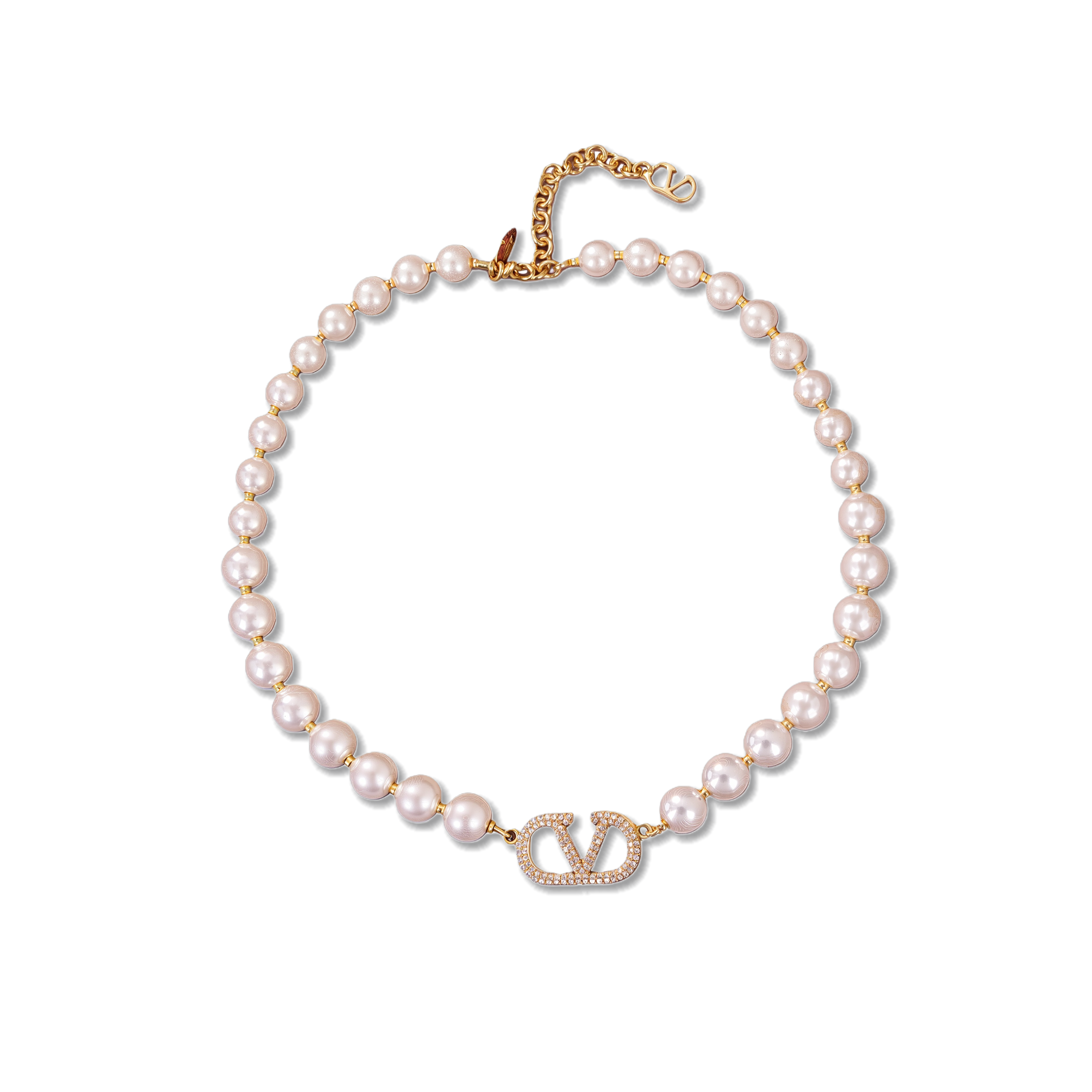 VTN038 Valentino Garavani VLogo Signature Pearl Choker Necklace - ccjewelryacc