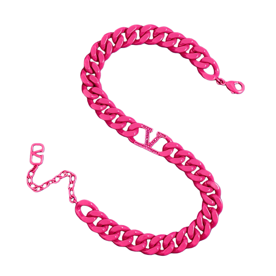 VTN018 Valentino Garavani VLogo Signature Chain choker necklace - ccjewelryacc