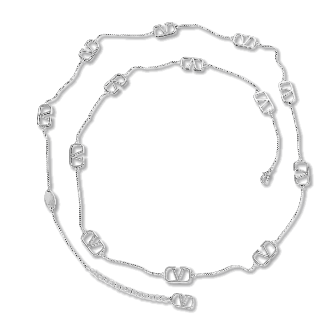 VTN042 Valentino Garavani Vlogo Signatur Long chain sweater necklace - ccjewelryacc
