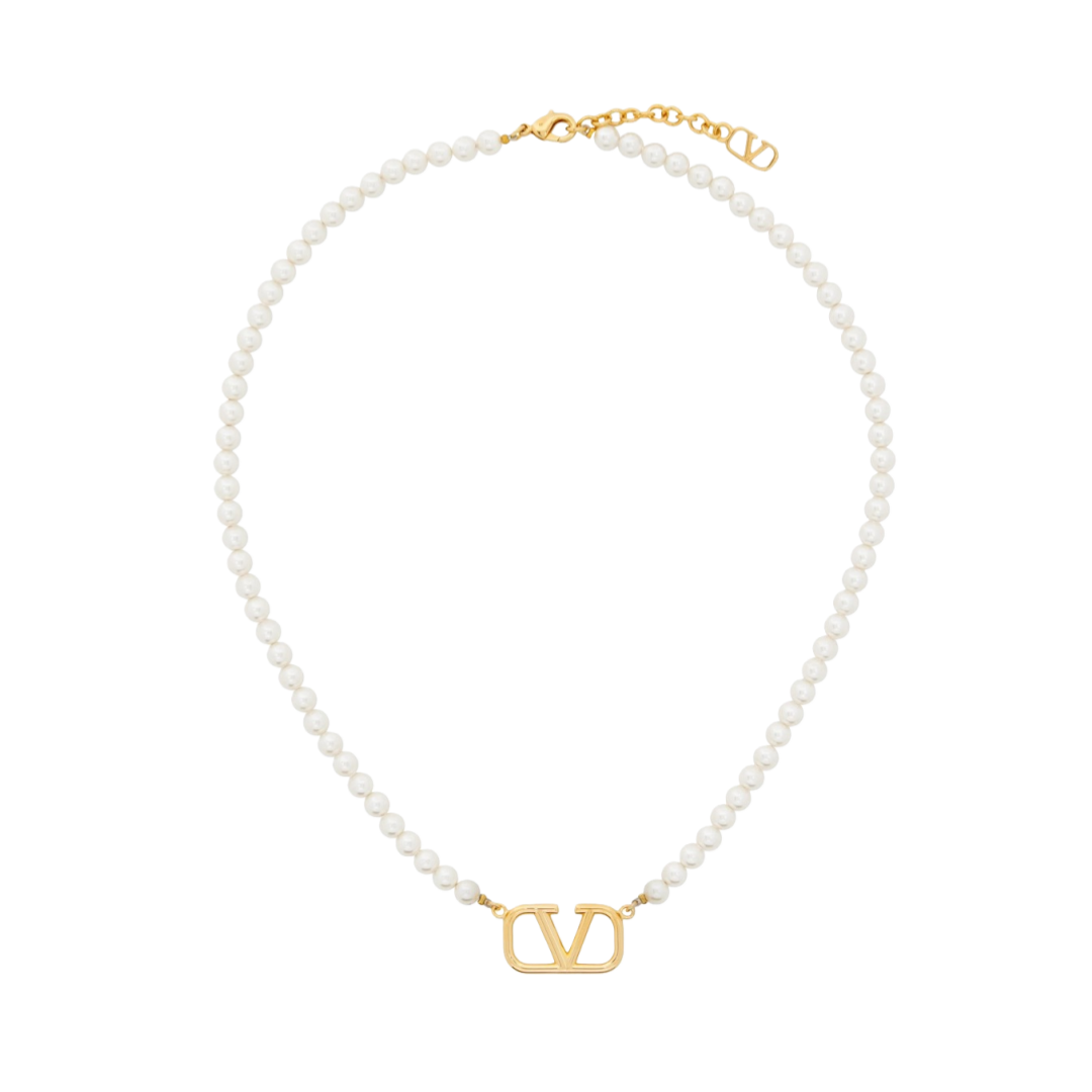 VTN001 Valentino Garavani VLogo Signature Pearl choker Necklace - ccjewelryacc