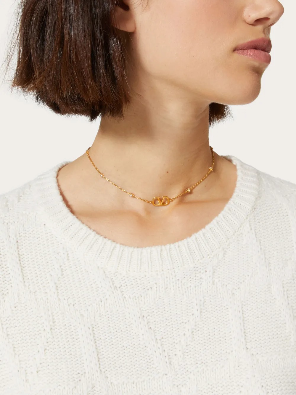 VTN015 Valentino Garavani VLogo Signature crystal choker necklace bracelet - ccjewelryacc