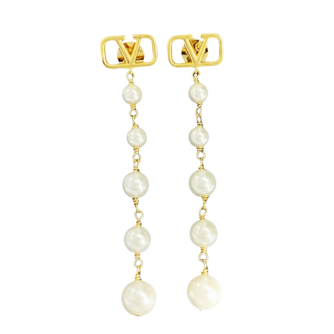 VTN036 Valentino Garavani VLogo Signature pearl choker necklace bracelet earrins - ccjewelryacc