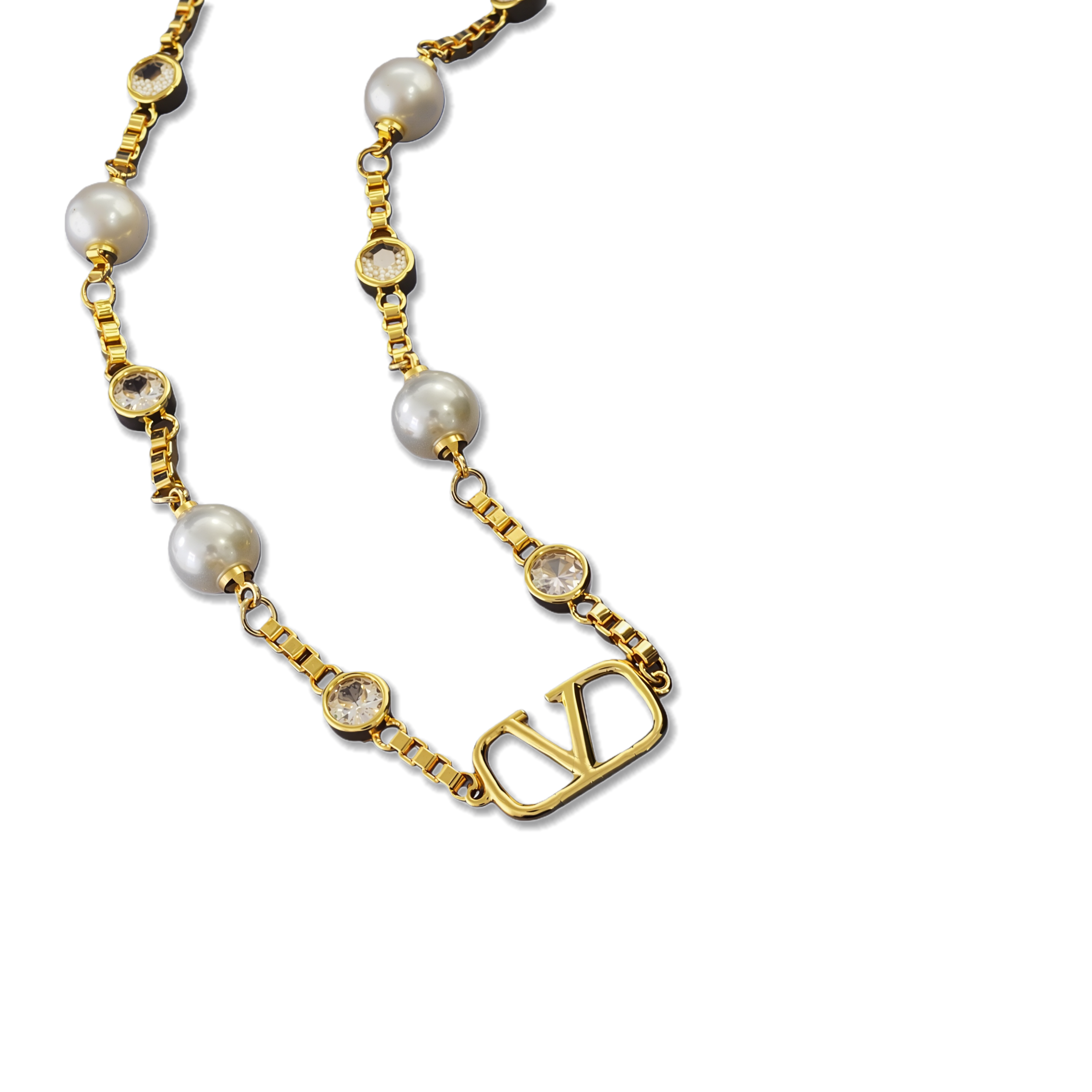 VTN028 Valentino Garavani VLogo Signature Pearl Choker Necklace - ccjewelryacc