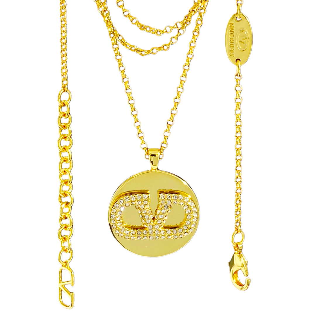 VTN037 Valentino Garavani VLogo Signature crystal pendant necklace bracelet earrins - ccjewelryacc