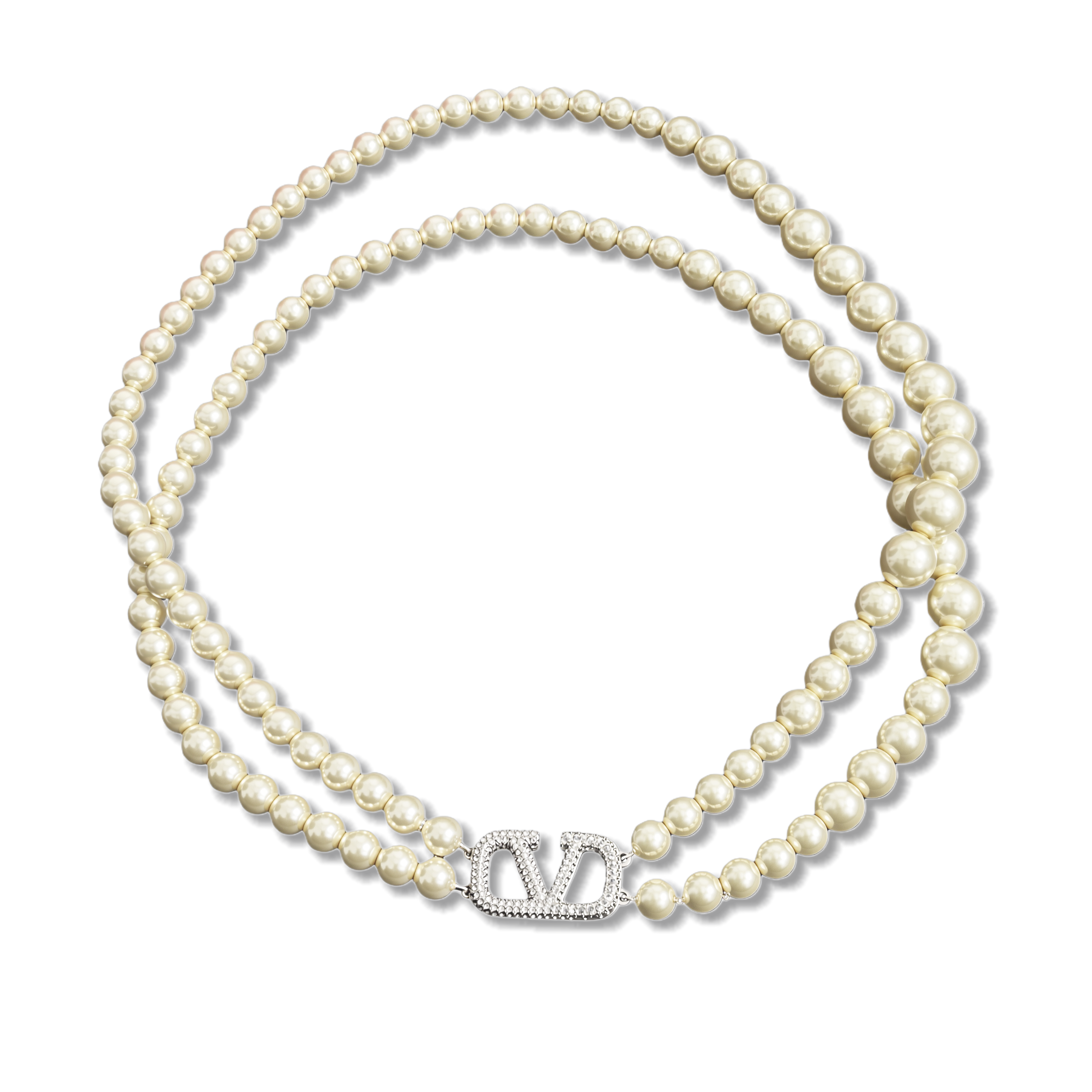 VTN044 Valentino Garavani VLogo Signature pearl long chain sweater necklace - ccjewelryacc